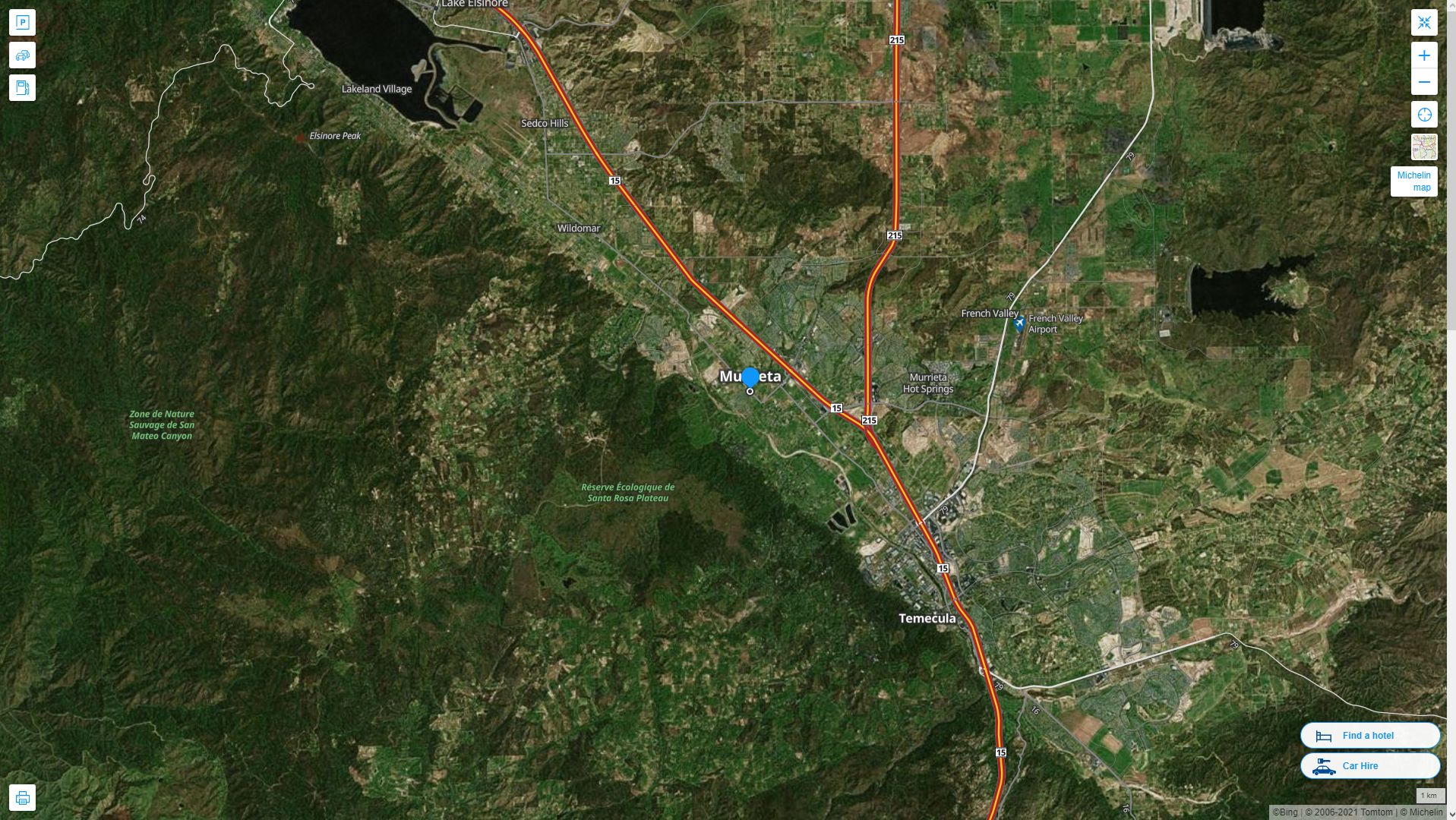 Murrieta California Highway and Road Map with Satellite View